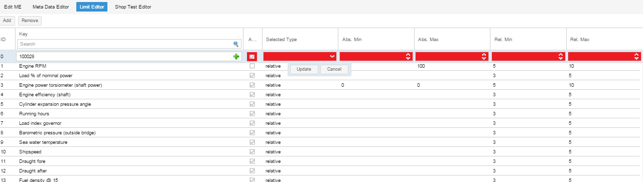 Limit editor - fill out
