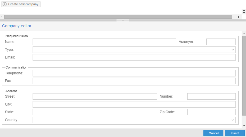 Company Editor create